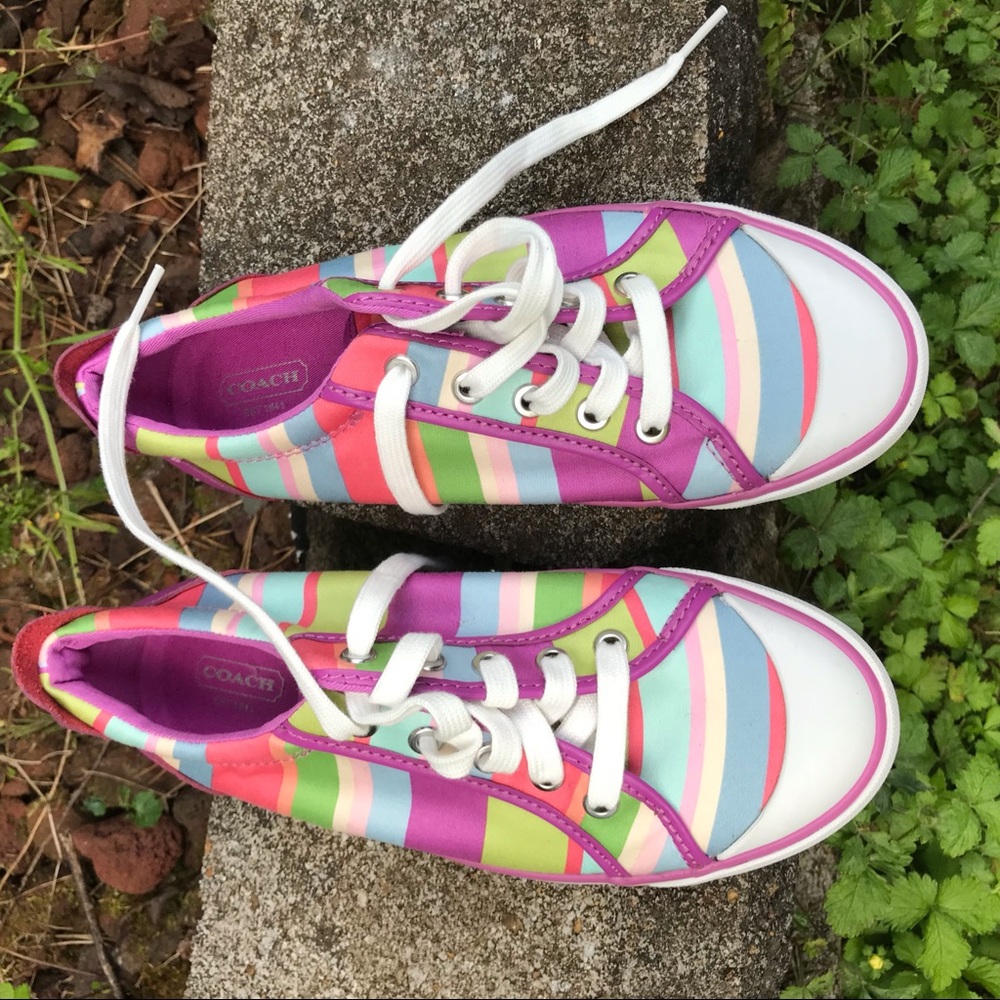 Coach multicolored leather sneakers.